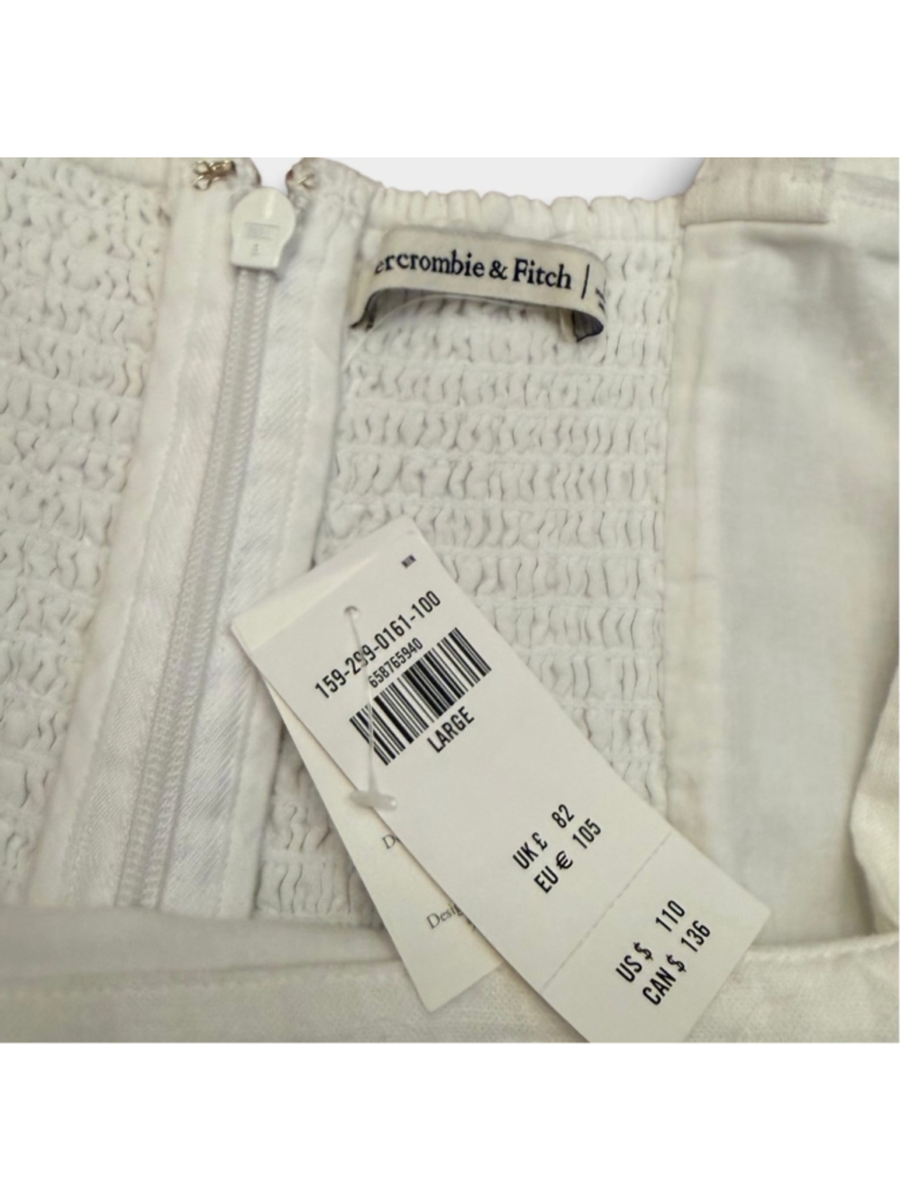 Abercrombie & Fitch Linen Blend Square Neck Maxi Dress Cream NWT Size L - Picture 4 of 15